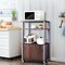 Multi-functional Kitchen Storage Cart with Lockable Wheels and 3 Shelves and Cabinet for Microwave and Dishes